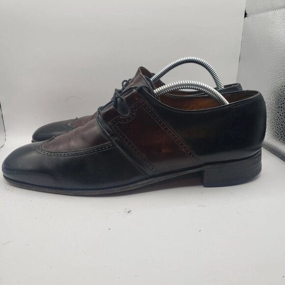 Dacks Mens Dress Shoe Wing Tip Black/Brown Leather Size 11 Made In Canada - Picture 1 of 8